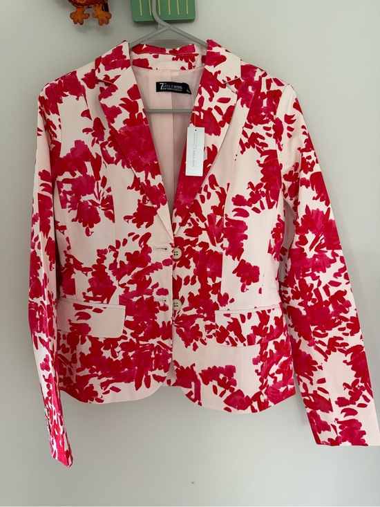 New York & Company Jackets & Blazers - New York & Company Pink and Red Floral Blazer